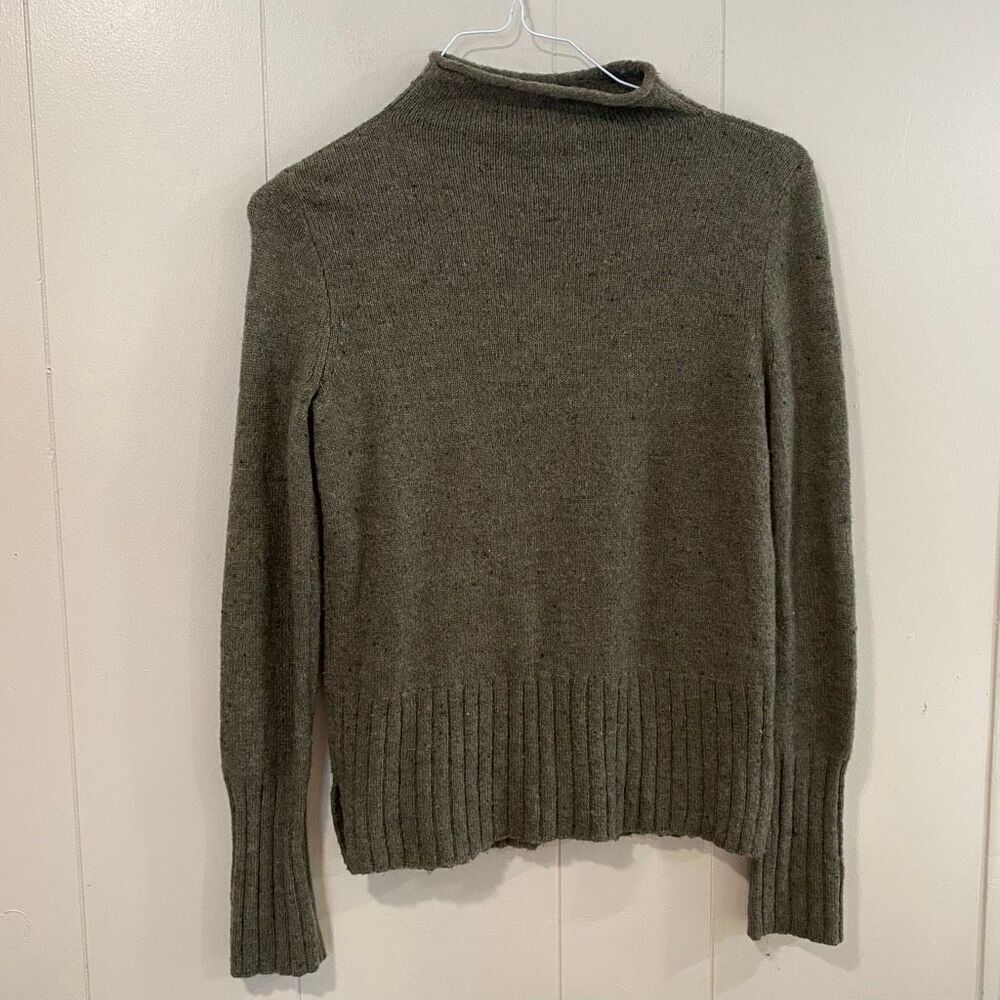 Madewell Mock Neck Sweater XS | Olive Green Ribbed Hem Cozy Knit Pullover